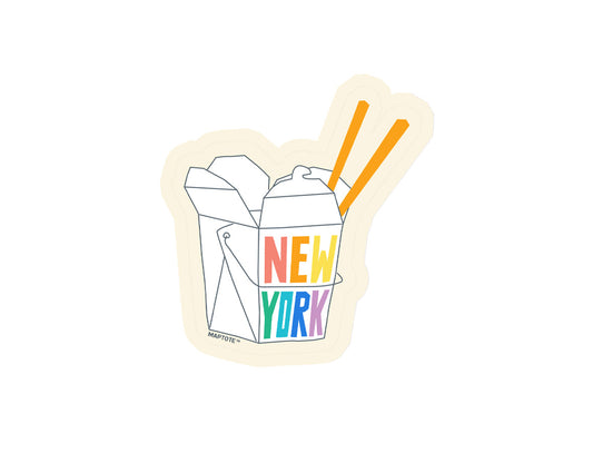 Pegatina de "Rainbow Takeout Box" de la Ciudad de Nueva York