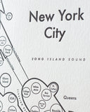 Print: Letterpress New York City Map