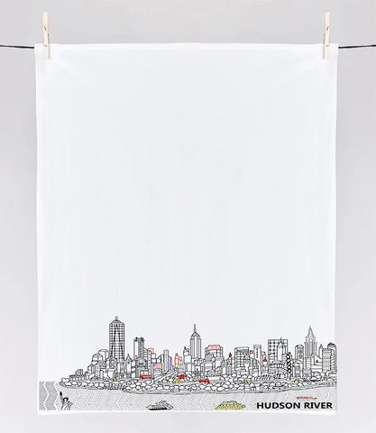 New York City Skyline Embroidered Tea Towel