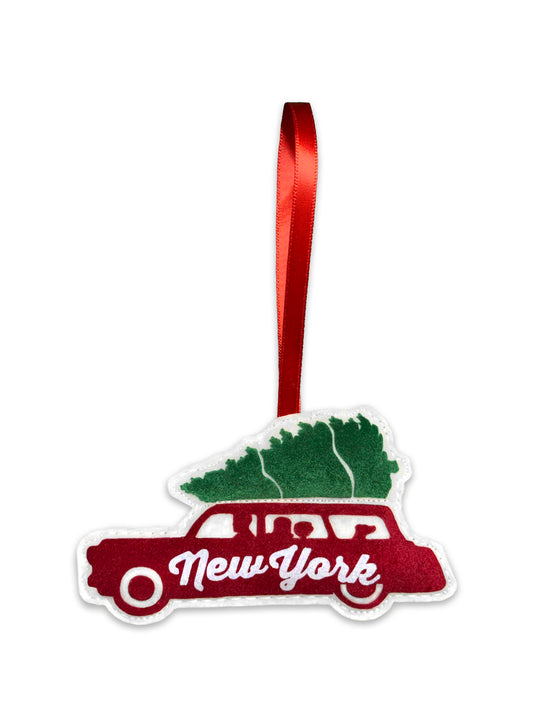 Adorno: Coche de fieltro de Nueva York con árbol