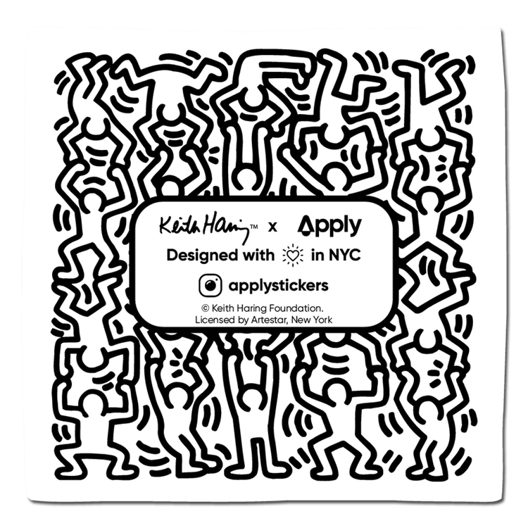 Pegatina de Keith Haring con una manzana de Nueva York