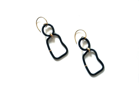 Black Baroque Shaped Piano Wire Earrings