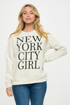 New York City Girl Crew Neck Sweatshirt Light Heather Grey