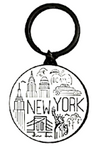 Keychain with New York City skyline design on a black background