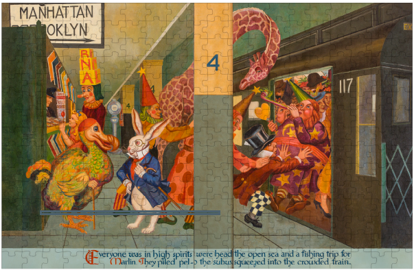 Rompecabezas: Otro País de las Maravillas, Mural de Alicia de Abram Champanier, Subiendo al Metro