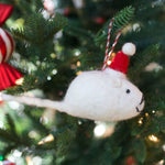 Mouse with Red Hat Tufted Wool Ornament