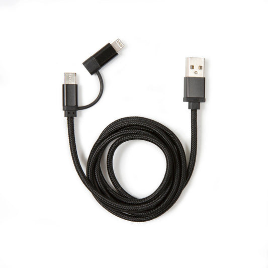 Cable trenzado 2 en 1 negro