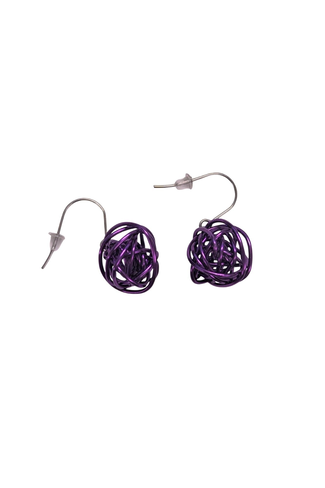 Earrings: Wire Nest by Rina Young, Purple