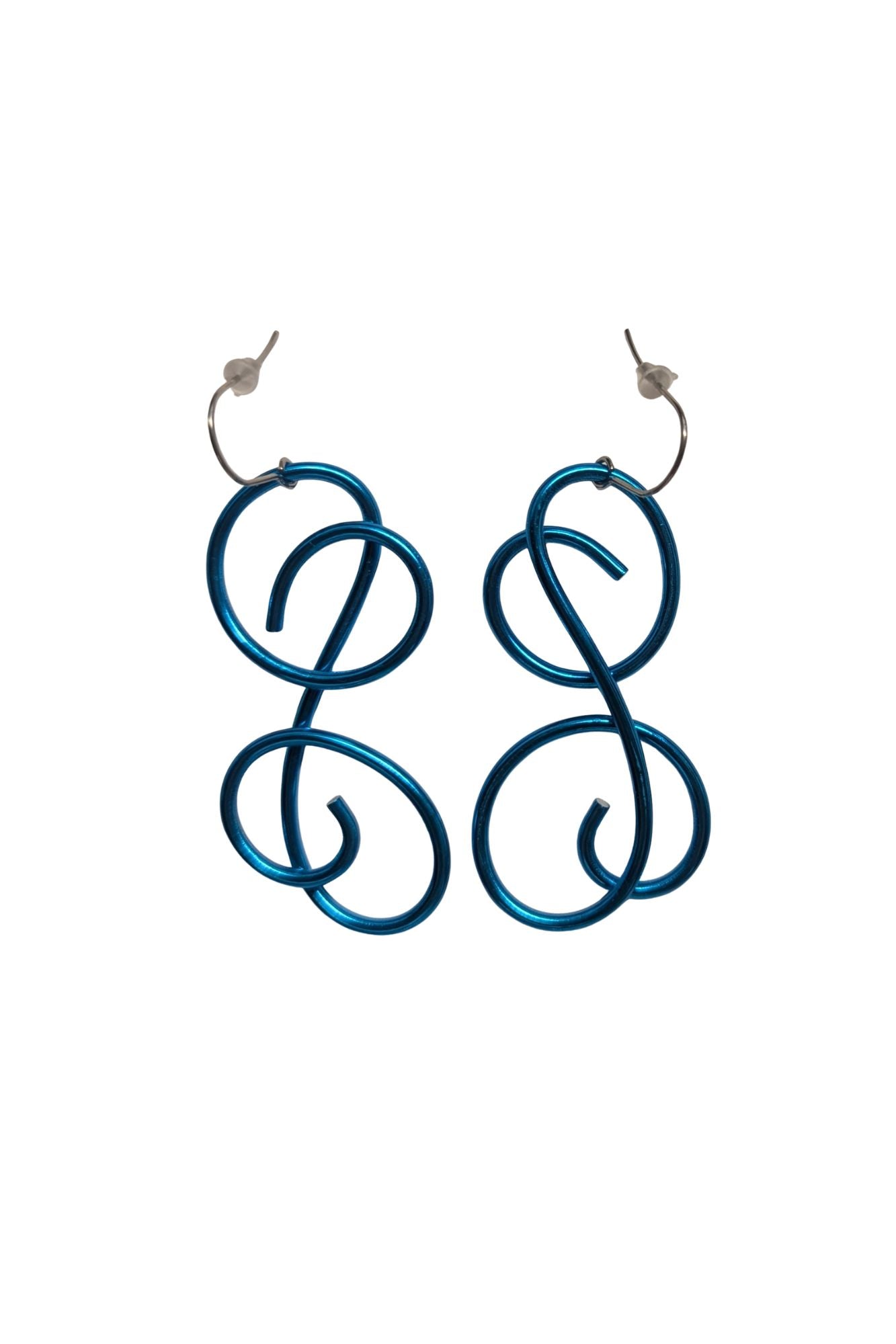 Earrings: Large Squiggle by Rina Young, Vivid Blue