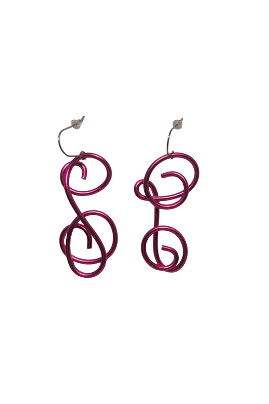Earrings: Large Squiggle by Rina Young, Hot Pink