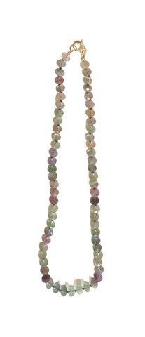 Necklace Rainbow Fluorite, Faceted 8mm Rondelles