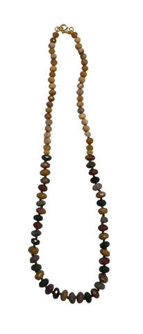 Necklace Kabamby Ocean Jasper, Faceted 8mm Rondelles with Faceted 6mm Crazy Lace Agate Rondelles