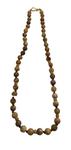 Necklace Crazy Lace Agate, 8mm Round, Vermeil Nepalese Flower Spacers