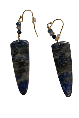 Earrings: Lapis Point Beads