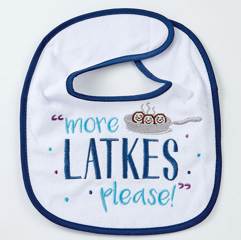 Chanukah Bib: "More Latkes Please"