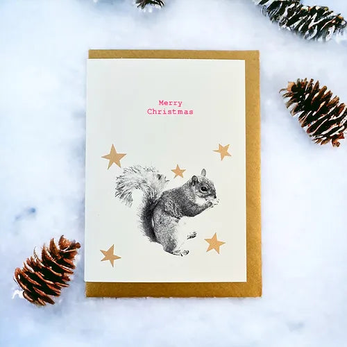 Tarjeta: Ardilla de Feliz Navidad