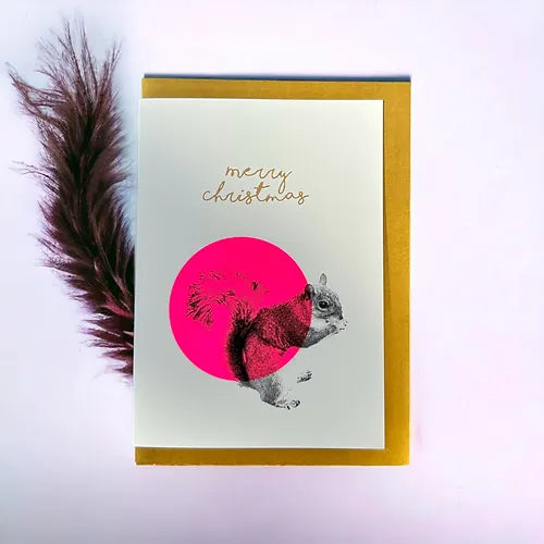 Tarjeta: Ardilla de Feliz Navidad