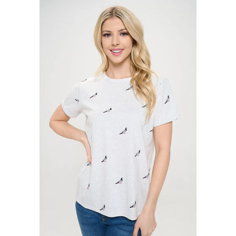 Pigeon Print Crew Neck Tee