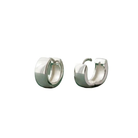 Earrings: Wide Huggie Hoop Sterling Silver