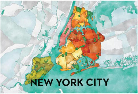 Print: New York City Boroughs Map