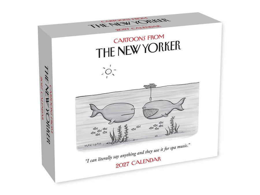 Calendar box for 'Cartoons from The New Yorker' with whale illustration on a white background