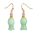 Earrings: Carved Jade Flower