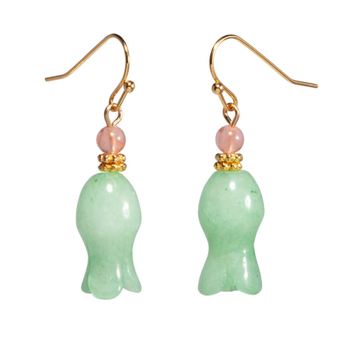 Earrings: Carved Jade Flower