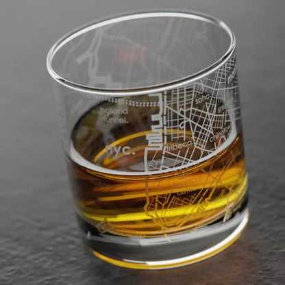 Vaso de whisky grabado de NYC