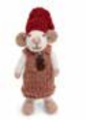 White Felt Mouse With Rose Colored Dress