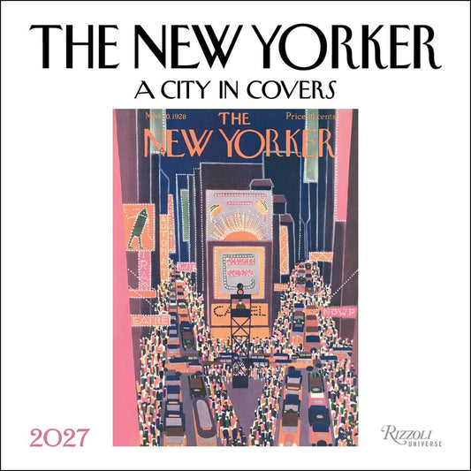 The New Yorker 2027 calendar cover with cityscape illustration and text.