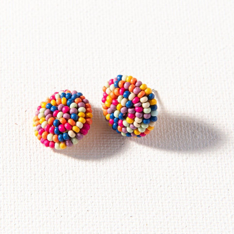 Confetti Button Post Beaded Earring