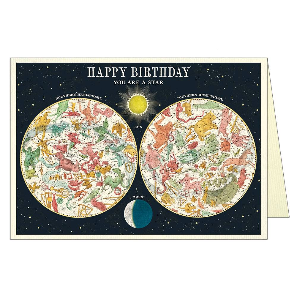 Tarjeta de felicitación y sobre de cumpleaños Constellation