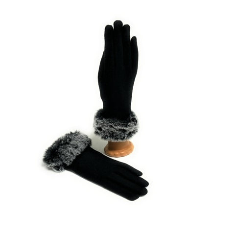 Faux Fur Wool Blend Gloves