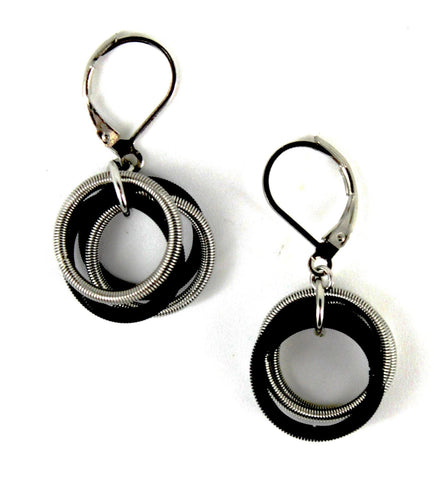 Black & Silver Piano Wire Loop Earrings