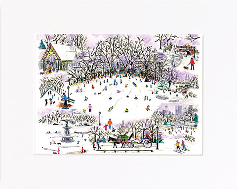 Central Park Sledding Print by Michael Storrings