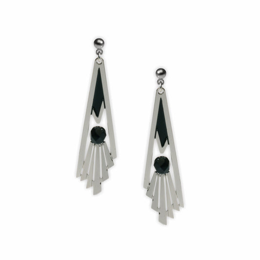 Earrings: Art Deco Staircase Black