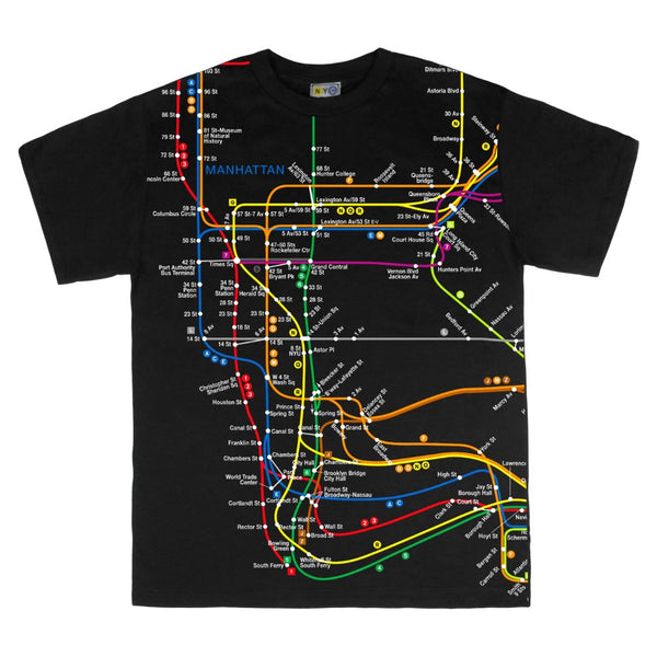 Manhattan Metro Map Ringer T-Shirt - White and Black – Tee Luv