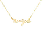 New York Script Charm Necklace Gold