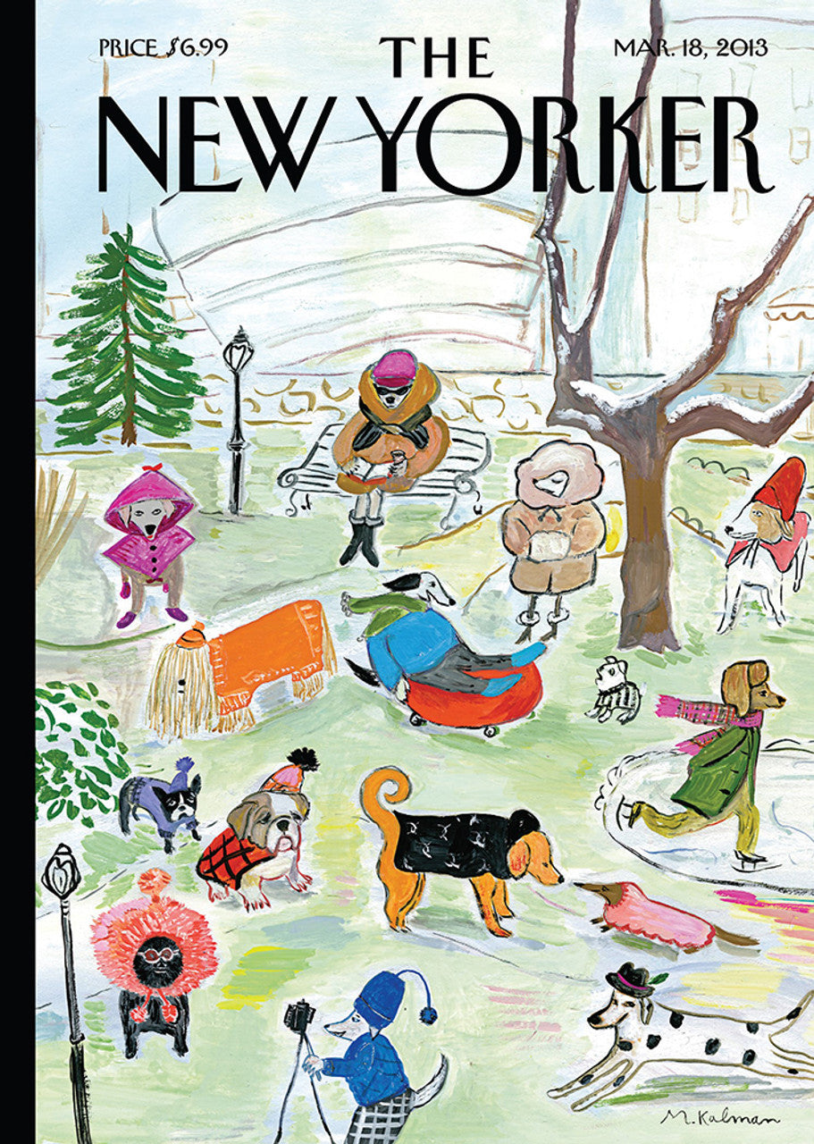 Set de tarjetas con ilustraciones de la portada de New Yorker "Guggenheim Dog Park"