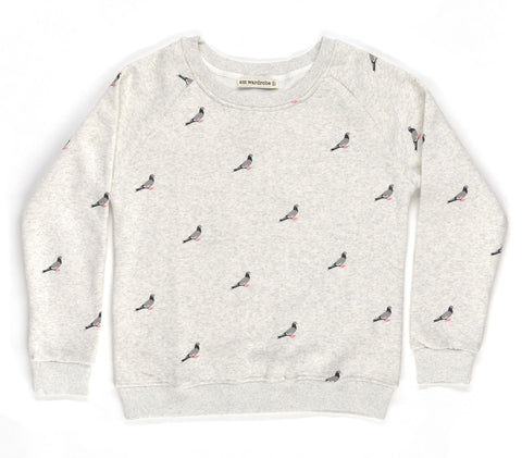 Pigeon Print Crew Neck Sweatshirt