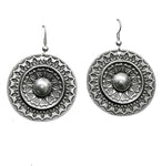 Pewter Sun Wheel Earring