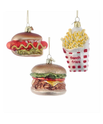 Fast Food Glass Ornaments, 3 Assorted