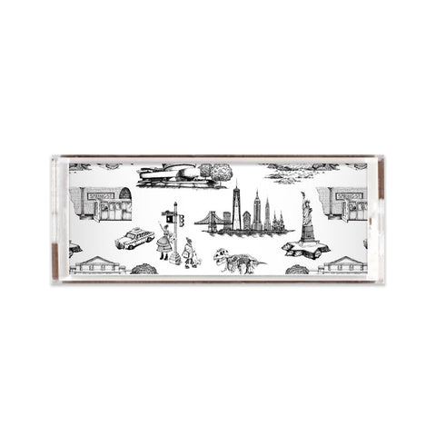 New York Toile Lucite Tray 11x4